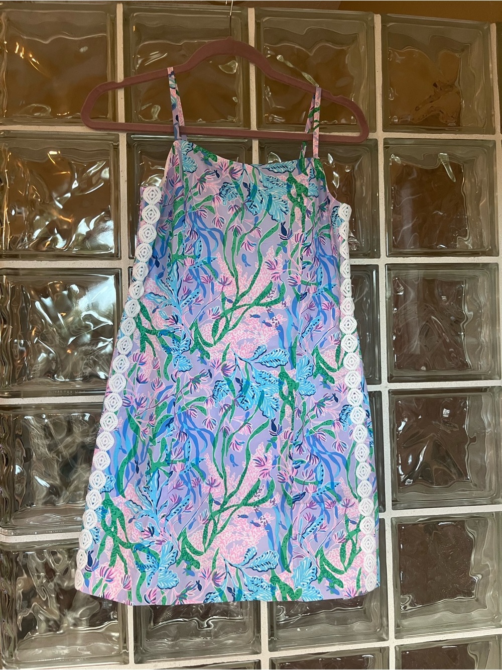Floral Pink & Blue Spaghetti Strap Dress